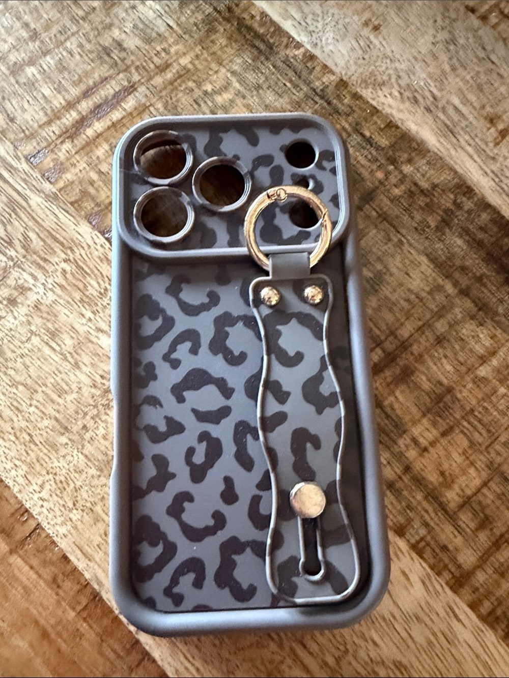 Gray Leopard Print Phone Case with Ring Holder